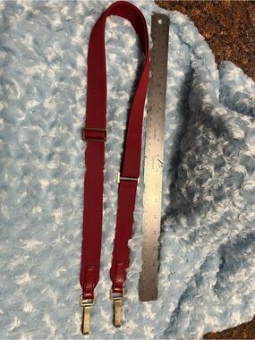 Authentic Burgundy Adjustable handbag shoulder strap with Gold Hardware
